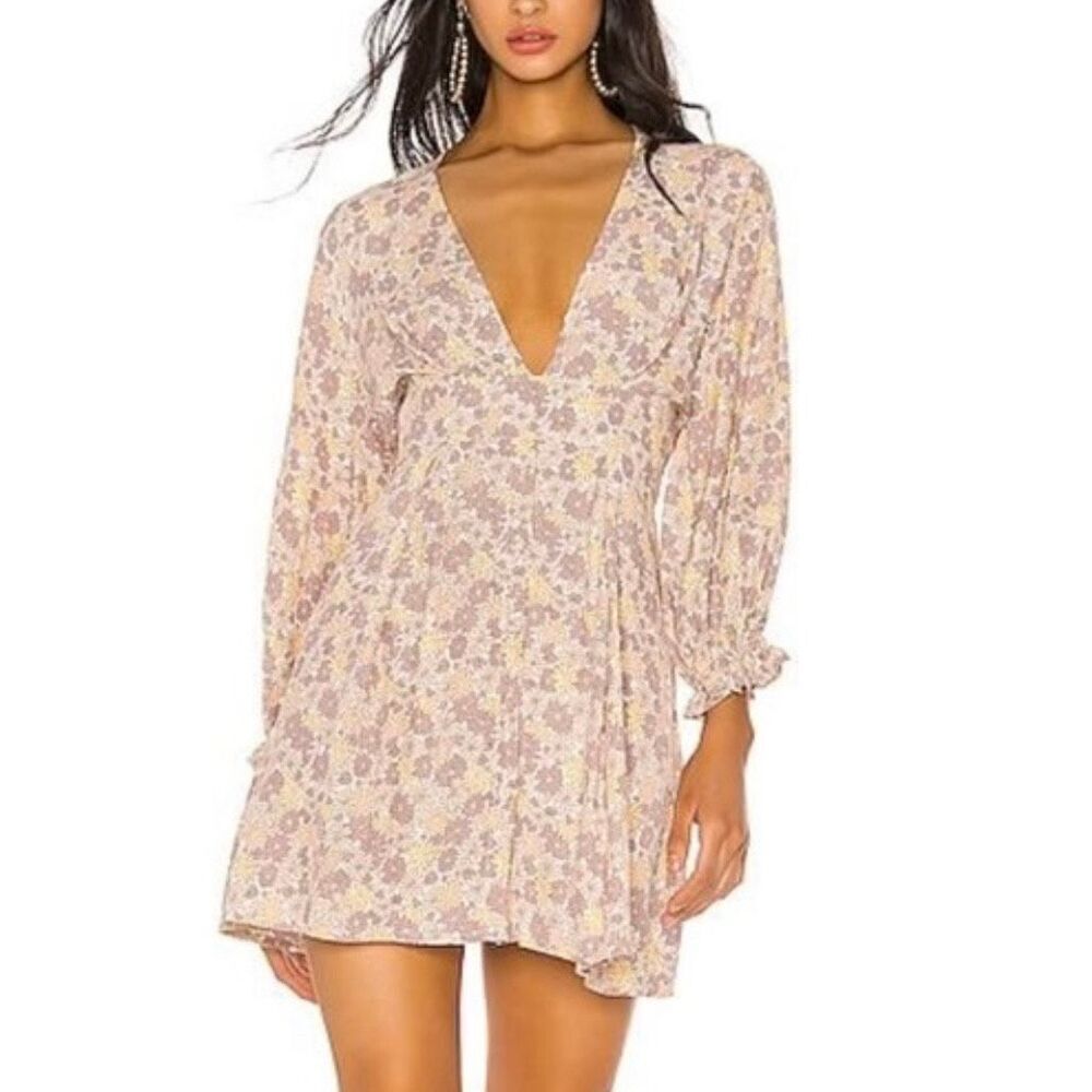 NWOT Faithfull The Brand Palmaro Zoella Plunge V-Neck Floral Summer Mini Dress